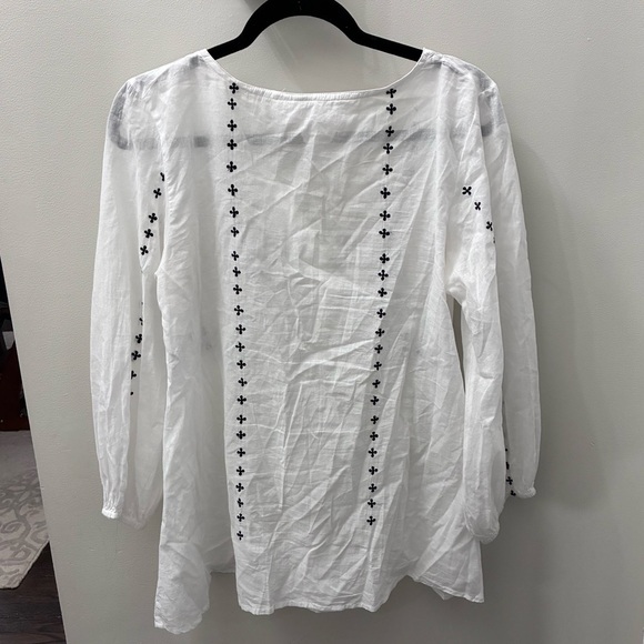 Emerson Fry India Collection XS BARDOT TOP EMBROIDERED CLOUD WHITE ORGANIC Boho - Picture 5 of 8